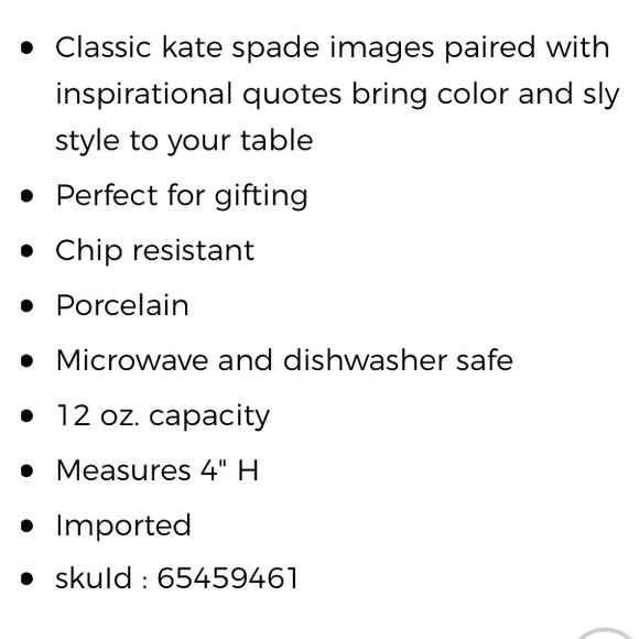 KATE SPADE FESTIVE The Things We Love Coffee Mug Christmas Holiday Hot Drink Cup - Picture 3 of 5